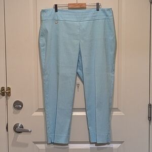 3/$30 EUC SC Montreal 14 Turquoise Gingham Stretch Pants